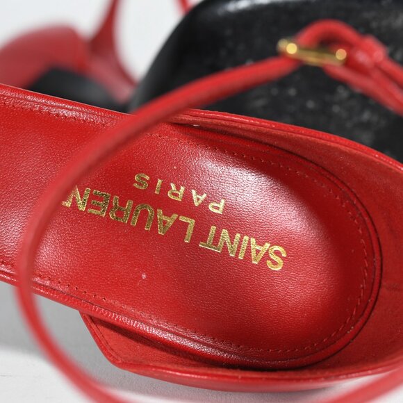 Saint Laurent Amber 85 Red Leather Sandals – Iconic and Elegant Design - Picture 13 of 15